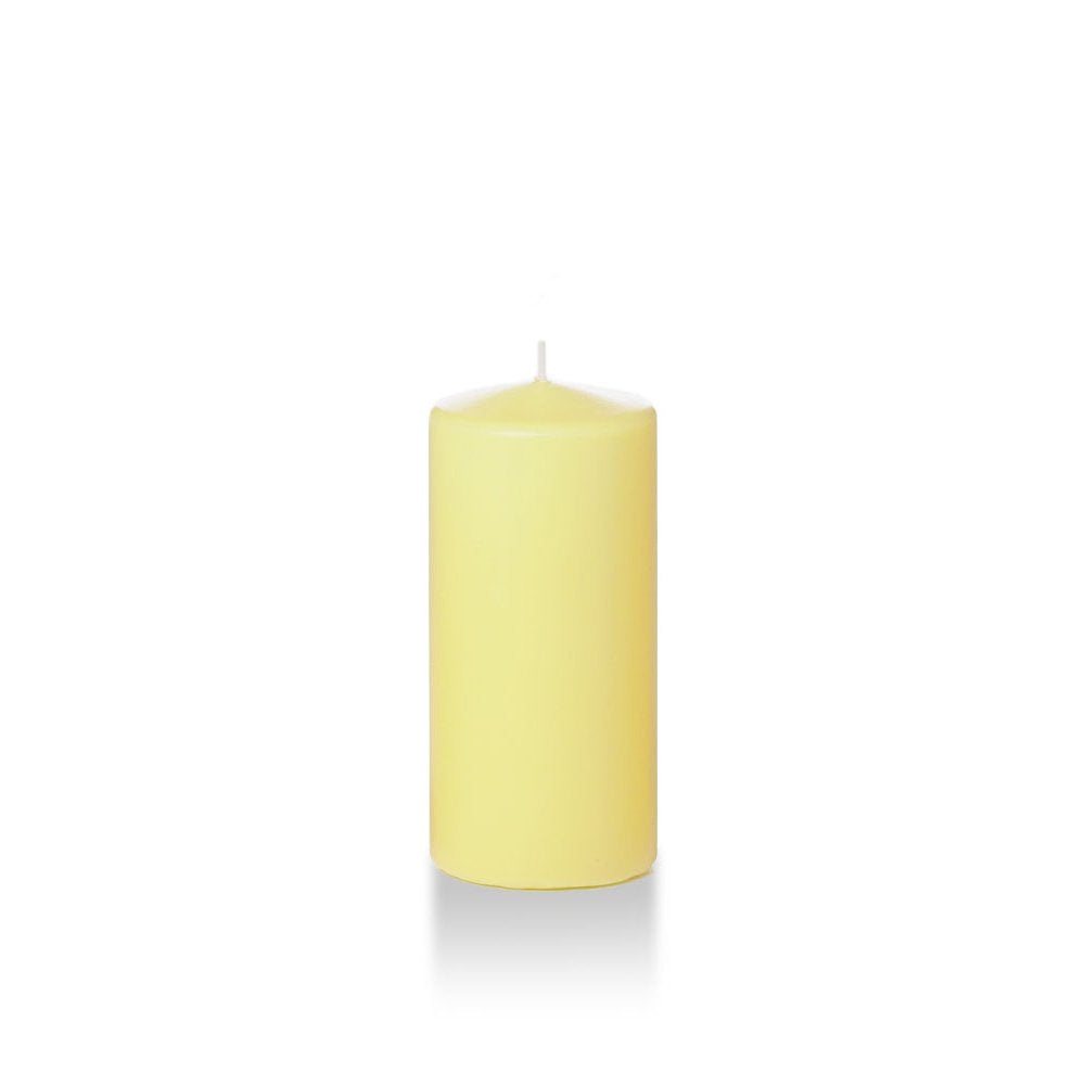 yummi Case of 12 3" x 6" Buttercup Yellow Round Pillar Candles