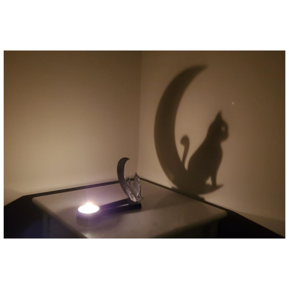 vrsquer Halloween Funny Shadow Stand Candle Holder Table Décor Candle Jars with Witch Skeleton Bat Monster Wolf Cat Pumpkin Table Centerpieces 1pc (color1)