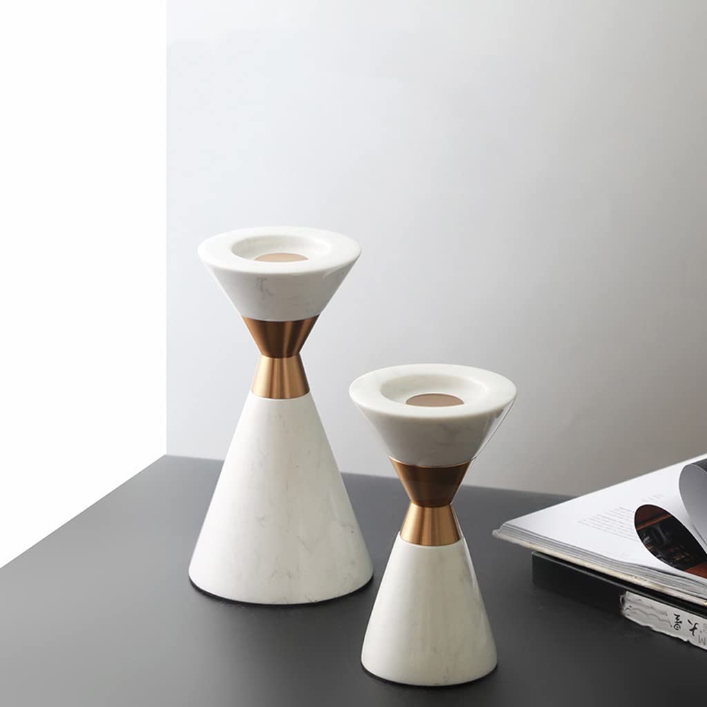 WAOCEO Candlestick Holders Marble Candlestick Living Room Dining Table Accessories Hotel Club Small Candlestick Handicraft Ornaments Candle Holders (Size : A)