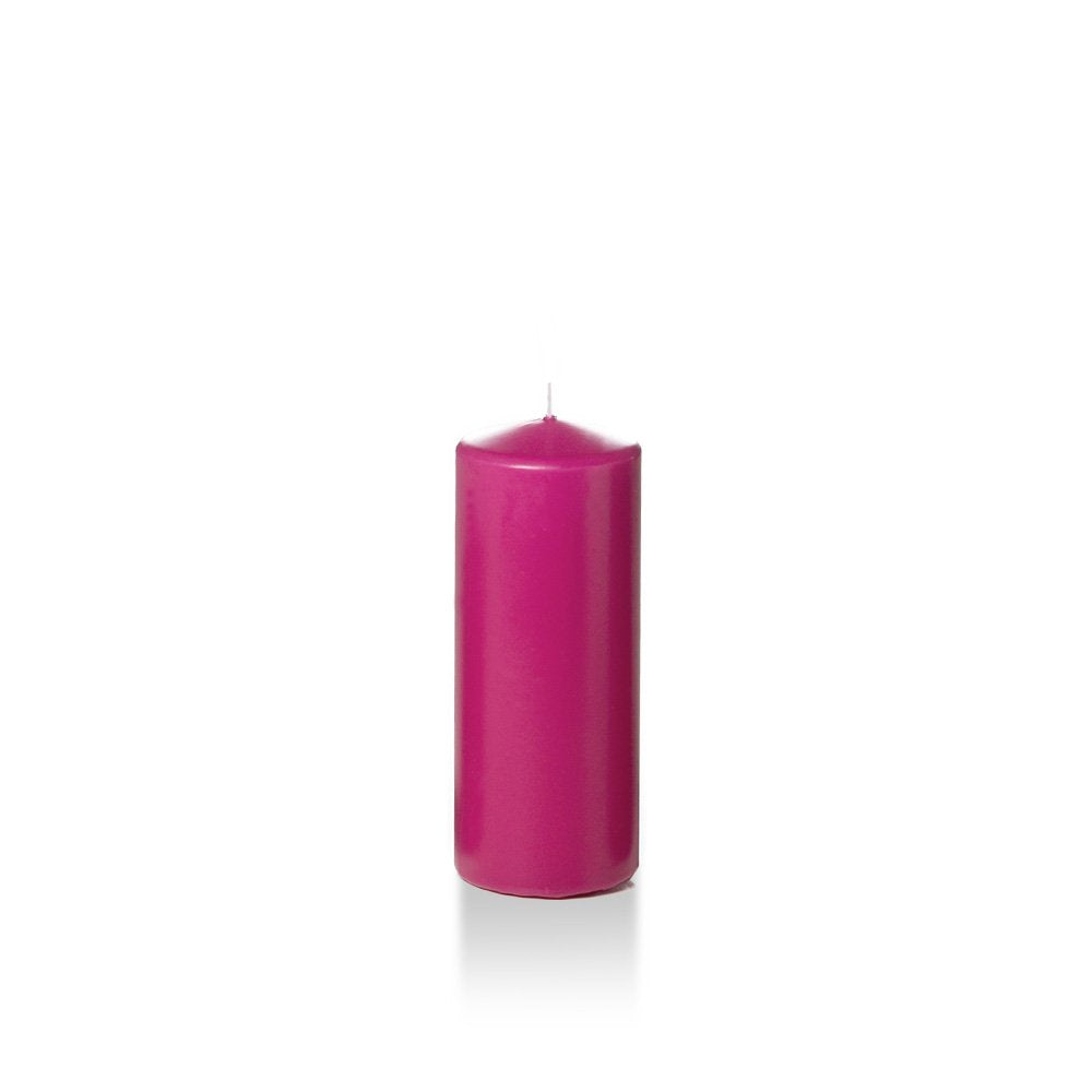 yummi 2.25" x 5" Hot Pink Slim Round Pillar Candles - 4 per Pack
