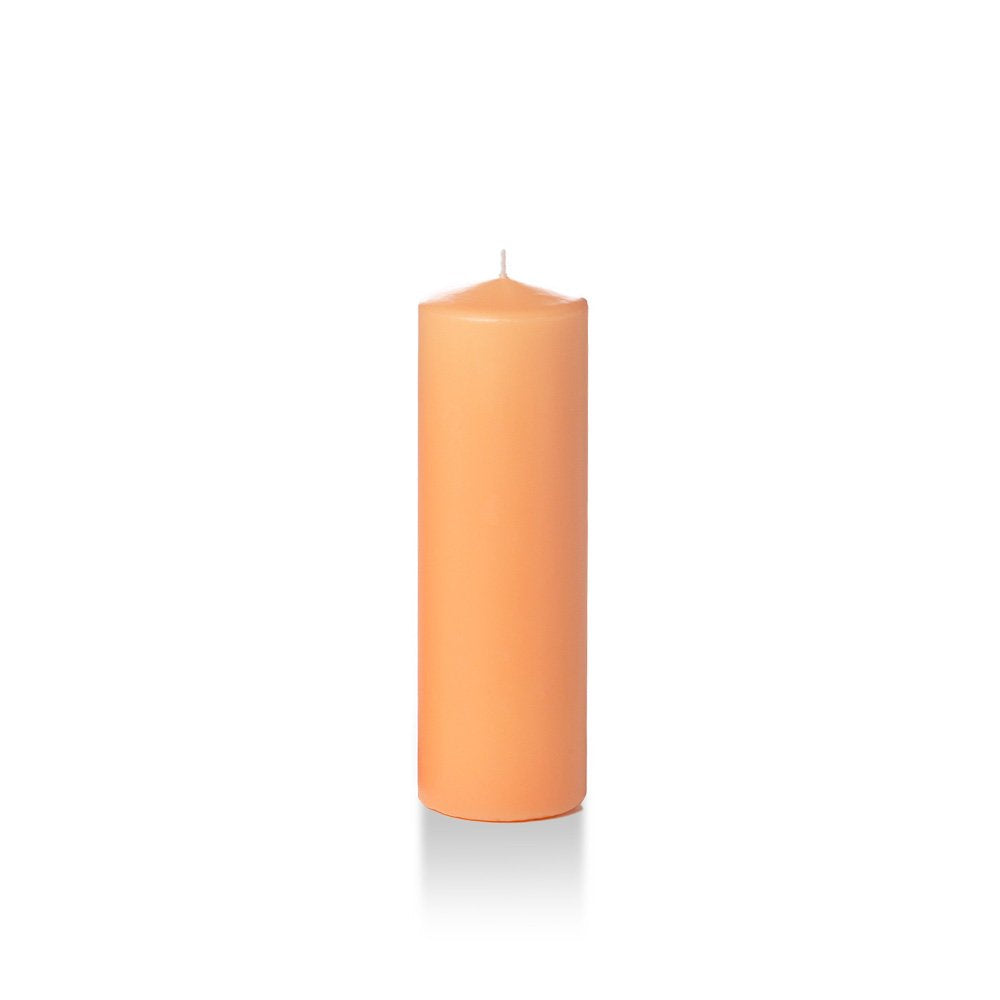 yummi 2.25" x 7" Peach Slim Round Pillar Candles - 4 per Pack