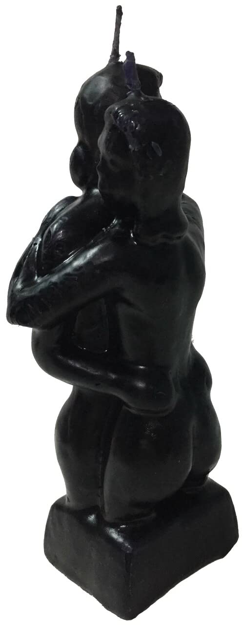 Adam & Eve - Love Ritual Candle: Couple Hugging Image - Fall in Love - 5 inches (Black)