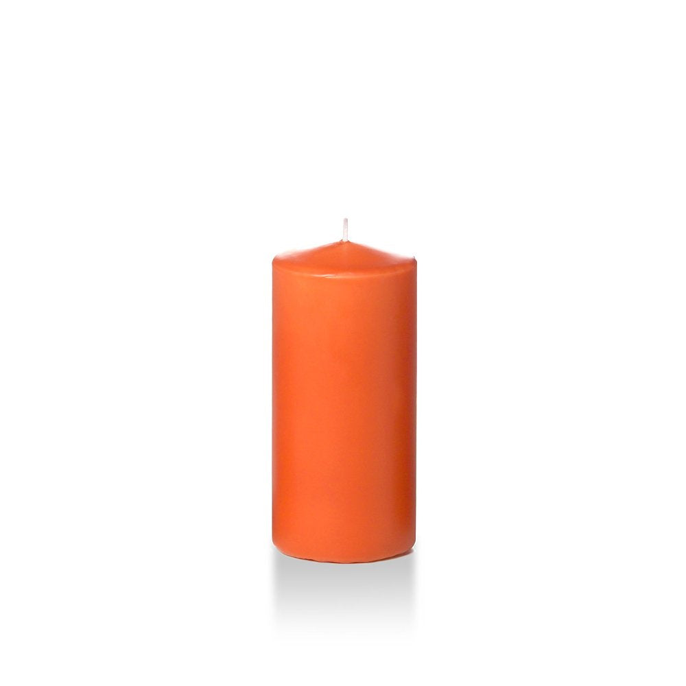yummi Case of 12 3" x 6" Bright Orange Round Pillar Candles