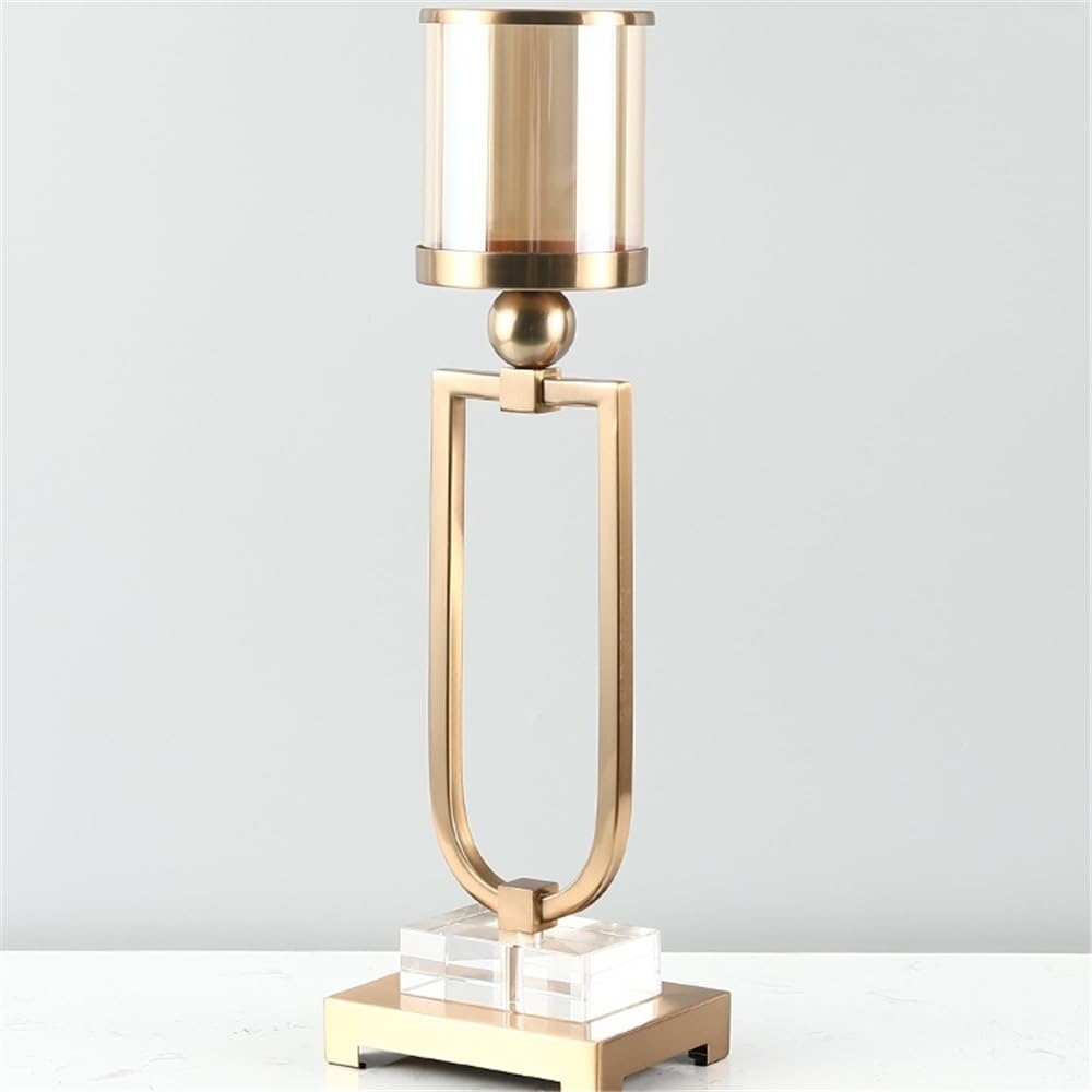 cfycfy987 Candelabra Retro Aromatherapy Candlestick Ornaments Light Luxury Metal Decoration Crystal Glass Candle Holder Candle Sticks Holder(Large)