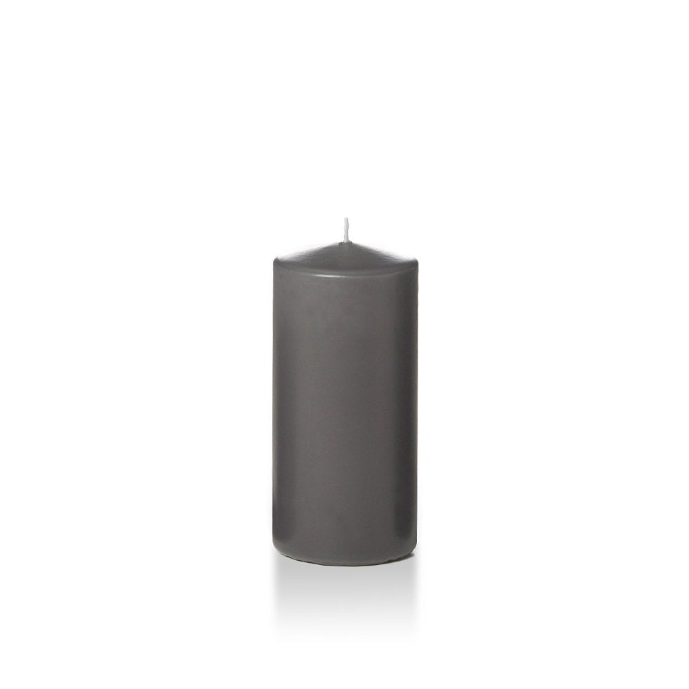 yummi Case of 12 3" x 6" Gray Round Pillar Candles