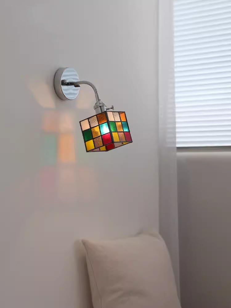 BGNSFGFNFG Modern with Switch Flexible Hose Wall Sconce Colored Glass Wall Lamp Adjustable Wall Mount Light for Living Room Bedroom Bedside Wall Light Fixture Chrome