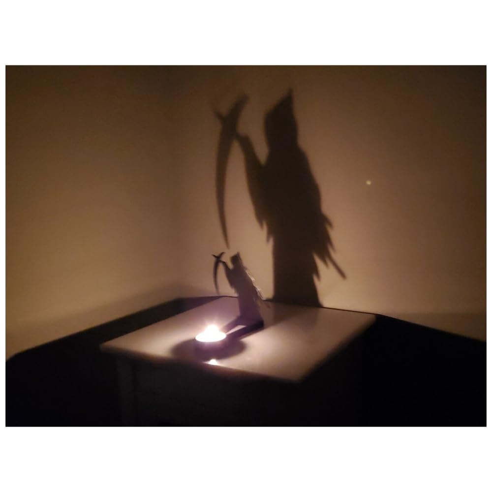vrsquer Halloween Funny Shadow Stand Candle Holder Table Décor Candle Jars with Witch Skeleton Bat Monster Wolf Cat Pumpkin Table Centerpieces 1pc (color9)