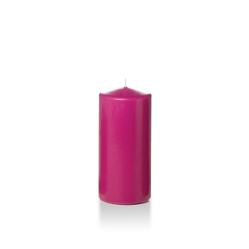yummi Case of 12 3" x 6" Hot Pink Round Pillar Candles