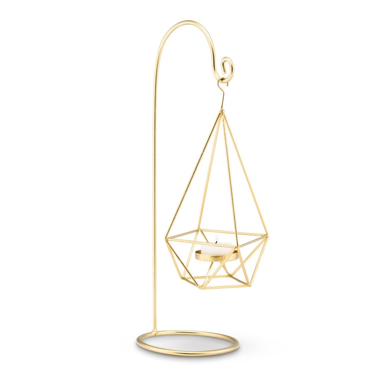 WEDDINGSTAR Large Gold Geometric Hanging Tealight Holder Set of 2
