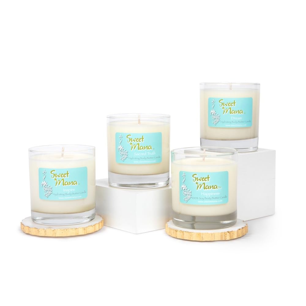Happiness Lotion Candle | Gardenia, Pineapple & Coconut Water | Luxury Soy Candle | Aromatherapy Massage Candle | Ultra Moisturing Body Butter | Hand Poured in USA | 9 oz. | Sweet Mana