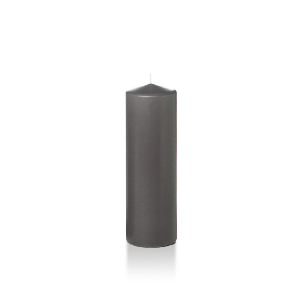 yummi 2.25" x 7" Gray Slim Round Pillar Candles - 4 per Pack