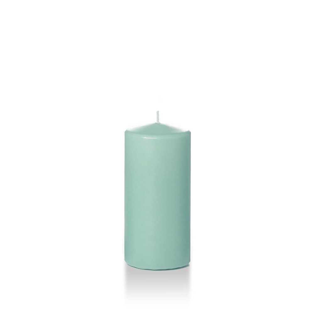 yummi Case of 12 3" x 6" Blue Jade Round Pillar Candles