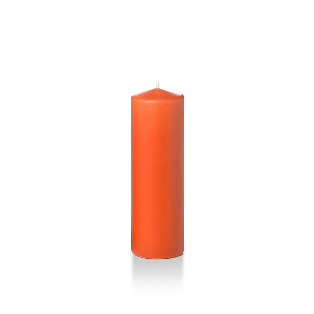 yummi 2.25" x 7" Bright Orange Slim Round Pillar Candles - 4 per Pack