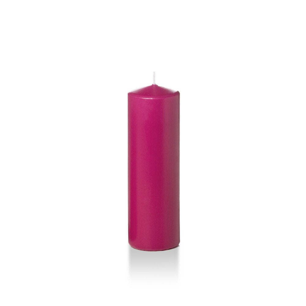 yummi 2.25" x 7" Hot Pink Slim Round Pillar Candles - 4 per Pack