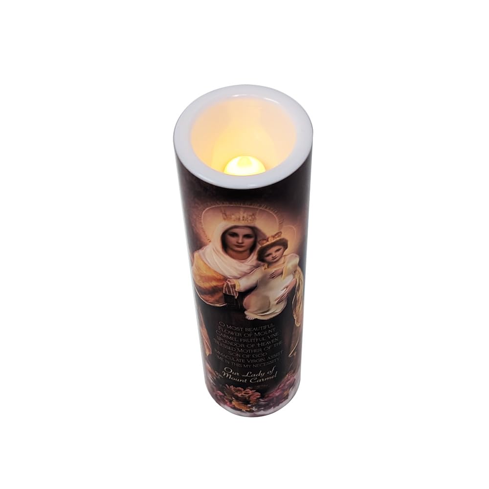 THE SAINTS COLLECTION Our Lady of Mount Carmel LED Flameless Devotional Prayer Candle