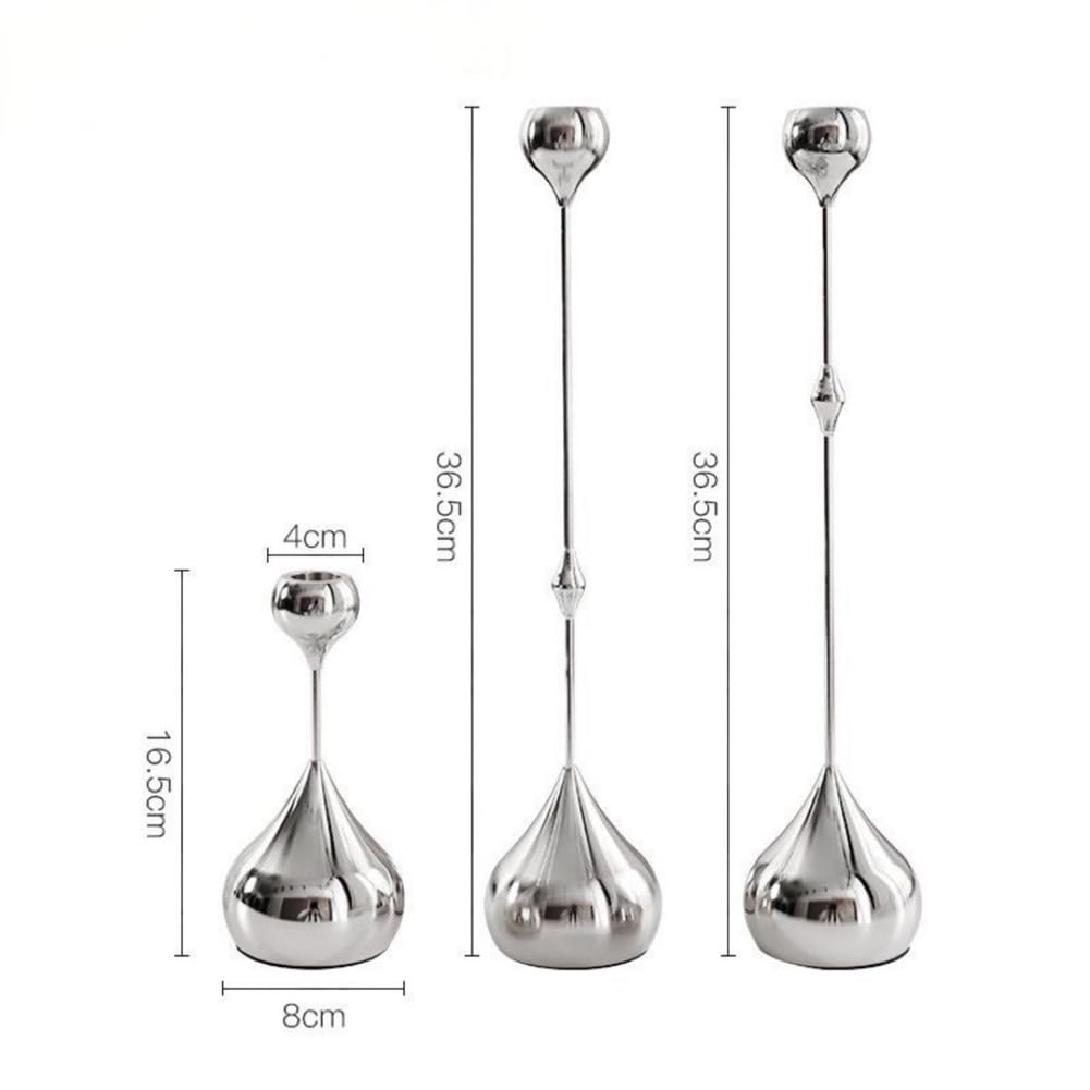 TKOWTB Candle Holder Silver Metal Candlestick Romantic Art Table Decoration for Home Dining,Wedding Photography Props