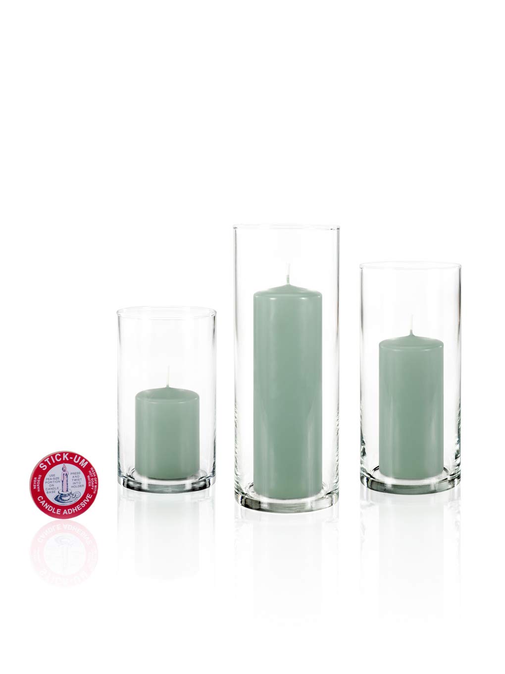 yummi Set of 12 Slim Pillars and Cylinder Vases - Sage