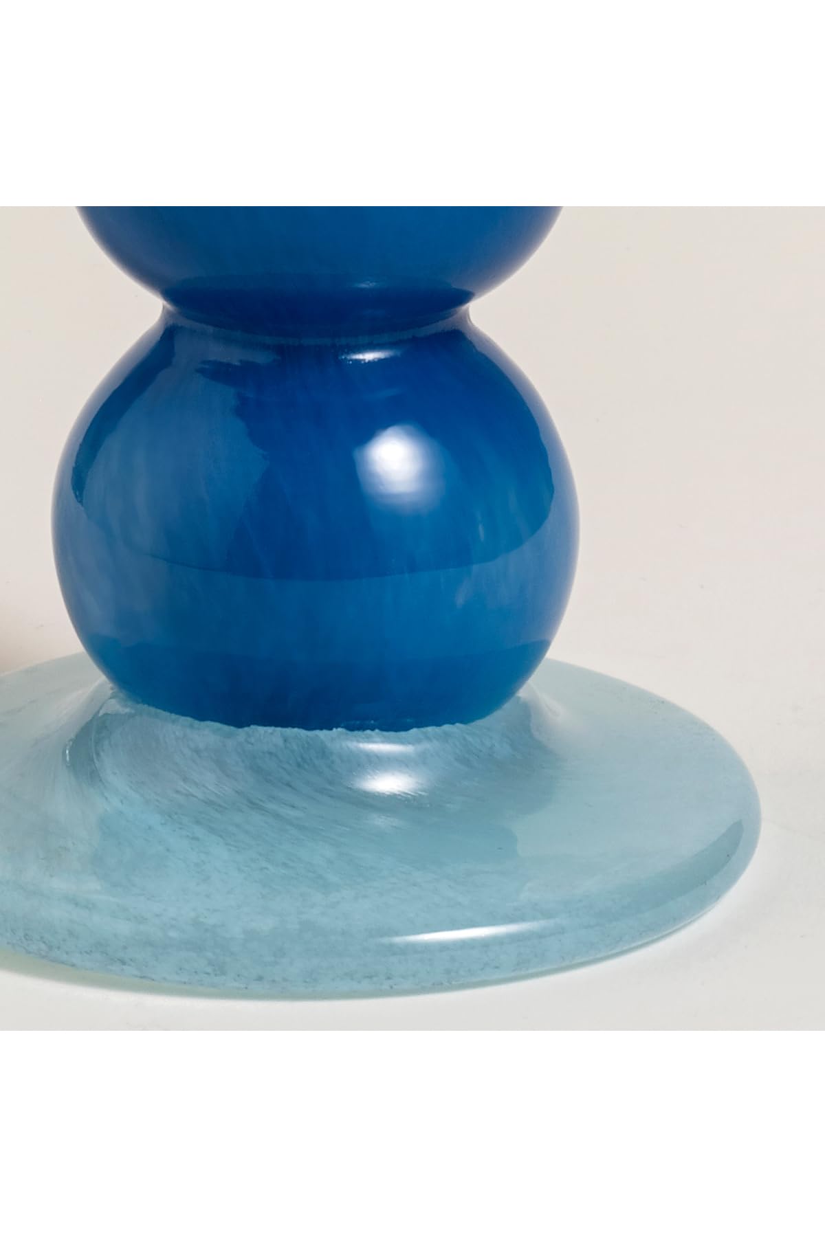 Glass Candlestick Holder 10.5x10.5x24 Cm Blue & Navy - Single Decorative Piece - 142335