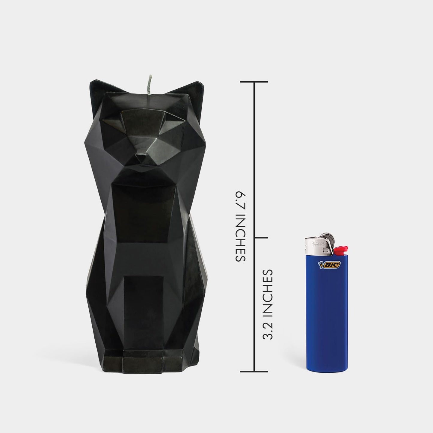 Pyropet Kisa Cat Candle with Skeleton Inside, Black, 20 to 25 Hour Burn, 6.7 x 2.9 x 4.5 in Sculptural Geometric Kitty and Creepy Cute Décor, Unique Melting Christmas Gift for Cat Lovers