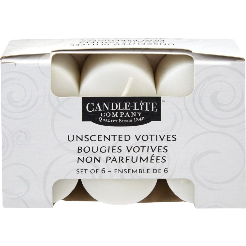 Candle lite 1601595 White Unscented Votives 6 Count