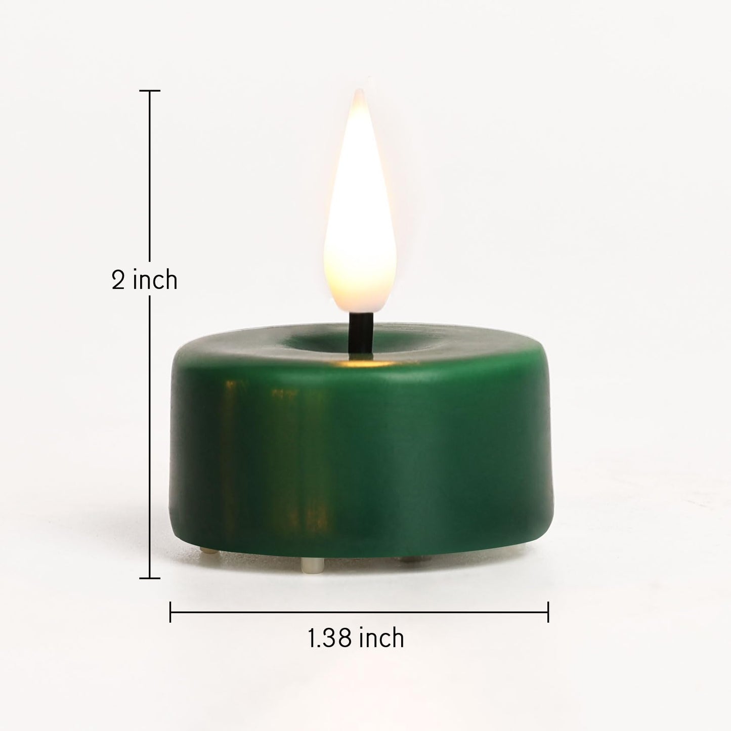 Eywamage Green Flameless Wax Tealights with Remote Batteries, Flickering LED Tea Votive Candles Set of 10