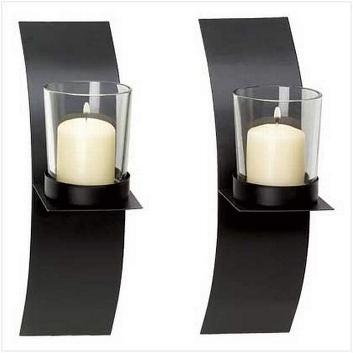 Zings & Thingz Gifts & Decor Modern Art Candle Holder Wall Sconce Plaque, Set of 2
