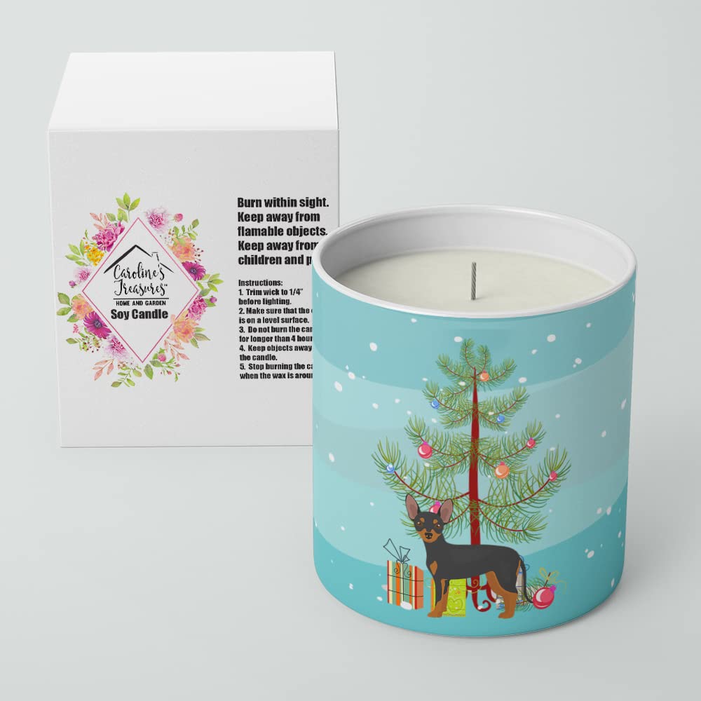 Caroline's Treasures CK3480CDL Prague Ratter Christmas Tree 10 oz Decorative Soy Candle Nature Soy Wax Essential Oil Home Decor Ideal for Bedroom Kitchen Bath Office Gift, 10 oz