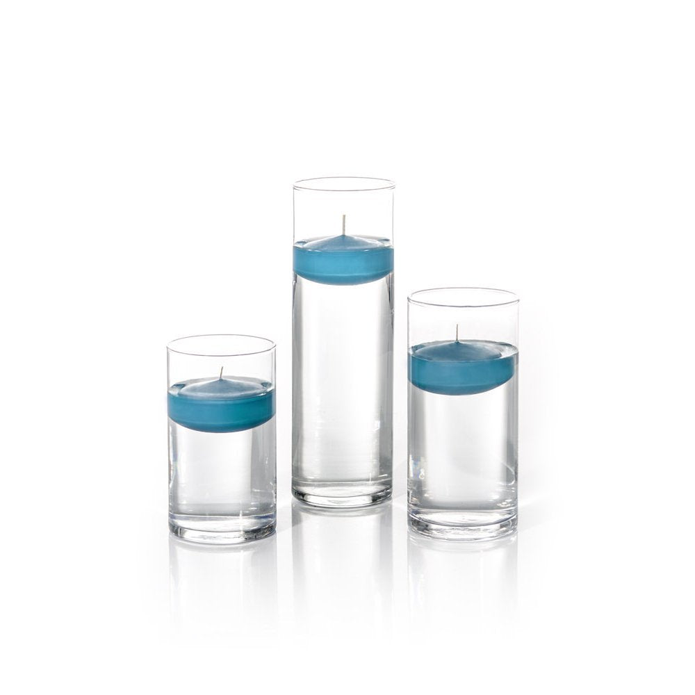 yummi Set of 18 Floating Candles and Cylinder Vases - Turquoise