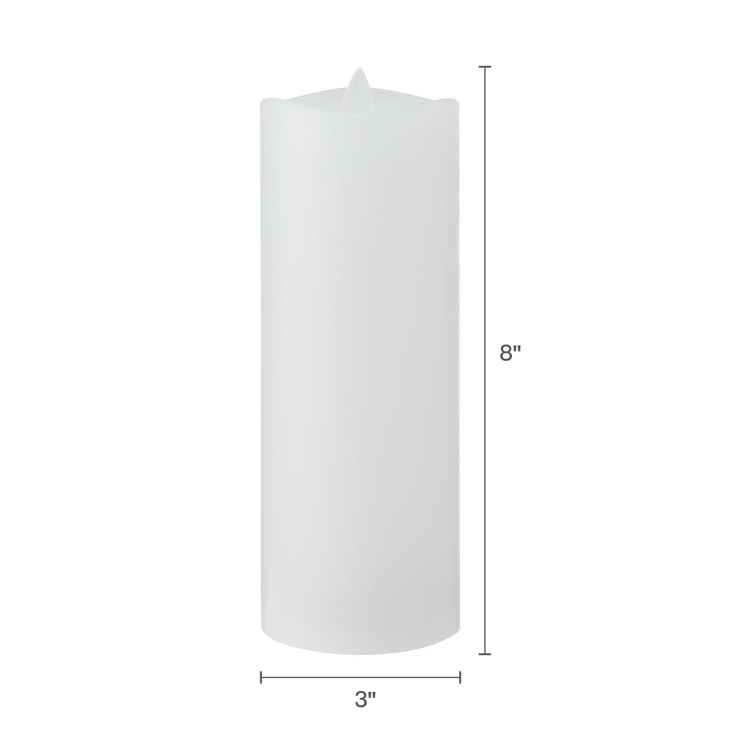 Mikasa LED Wax Pillar Candle, 3 x 8 Inch White Flameless Candle with Dancing Flame Effect, 5-Hour Timer, Battery Operated Real Wax Pillar for Home Decor and Table Decor