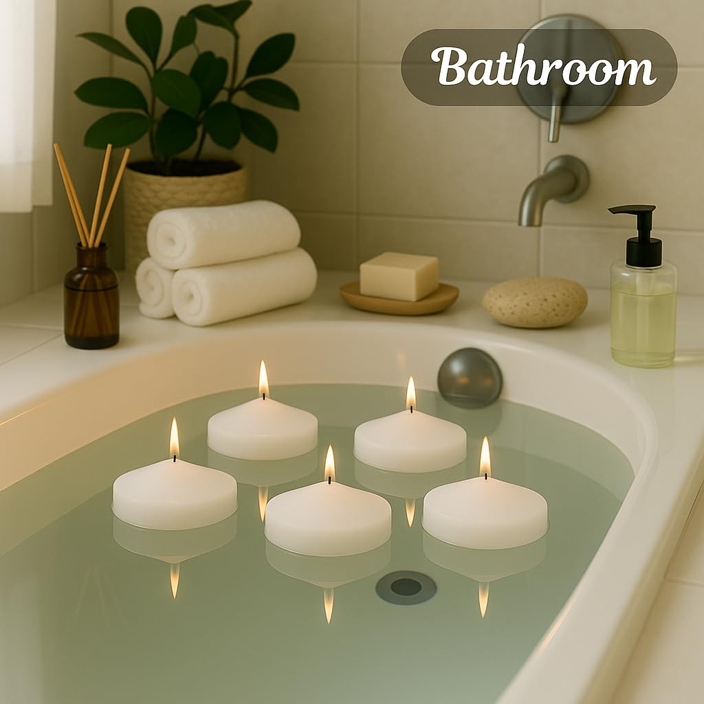 Floating Candles 3 Inch 12 Pack White - CW Studio Unscented Smokeless 9 Hour Burn, Premium Paraffin Wax - Wedding Centerpieces, Pool, Spa, Party & Home Decor Water Candles