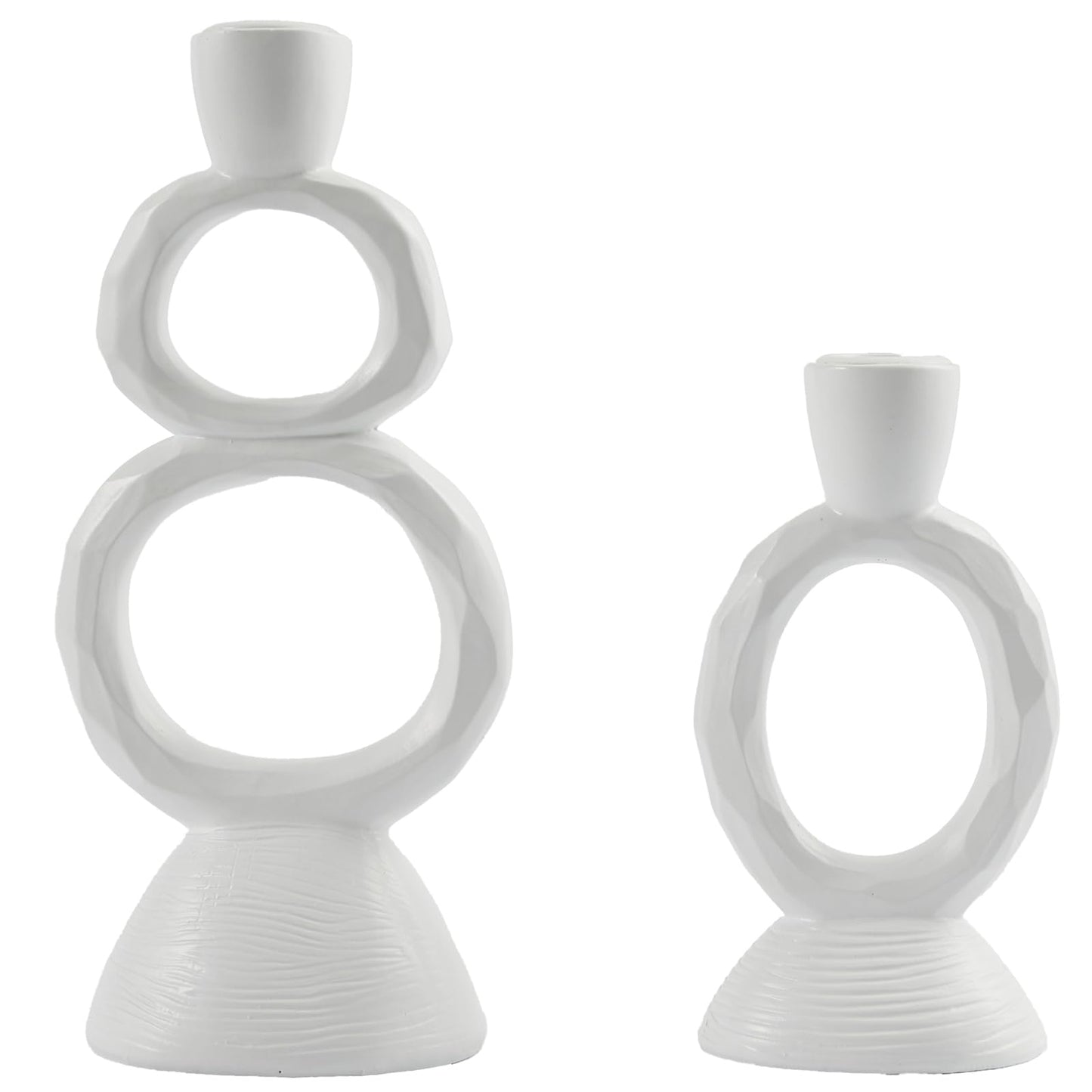 White Taper Candle Holders for Candlesticks, Unique Decorative Candlesticks Holder Home Decor Set of 2 for Fall Thanksgiving Wedding Table Centerpiece Decorations, Modern Aesthetic Room Decor(Resin)