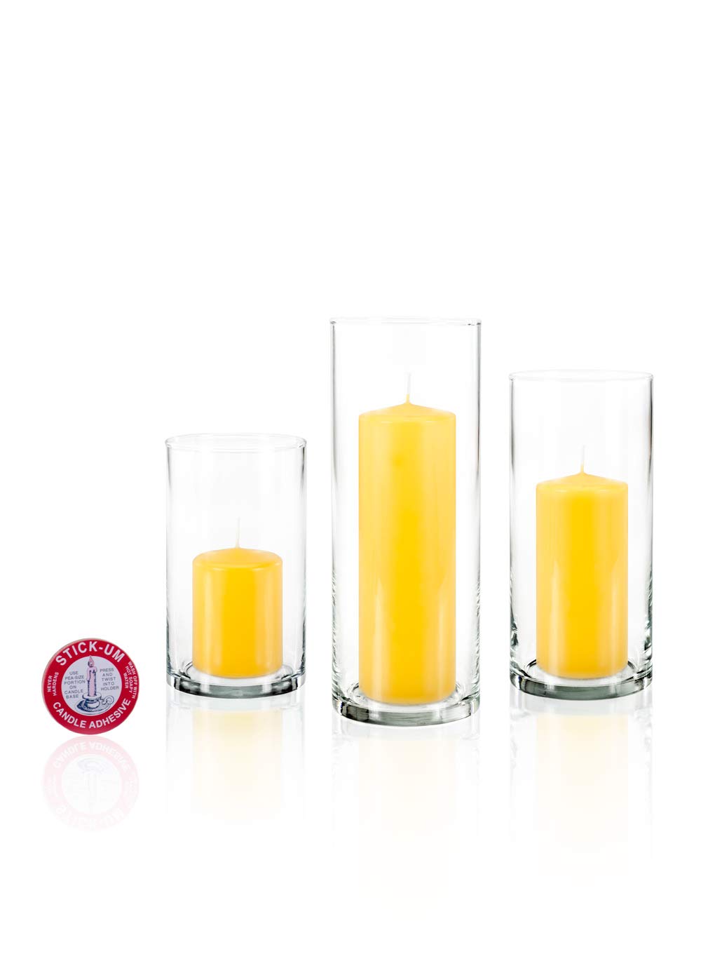 yummi Set of 36 Slim Pillars and Cylinder Vases - Bright Yellow