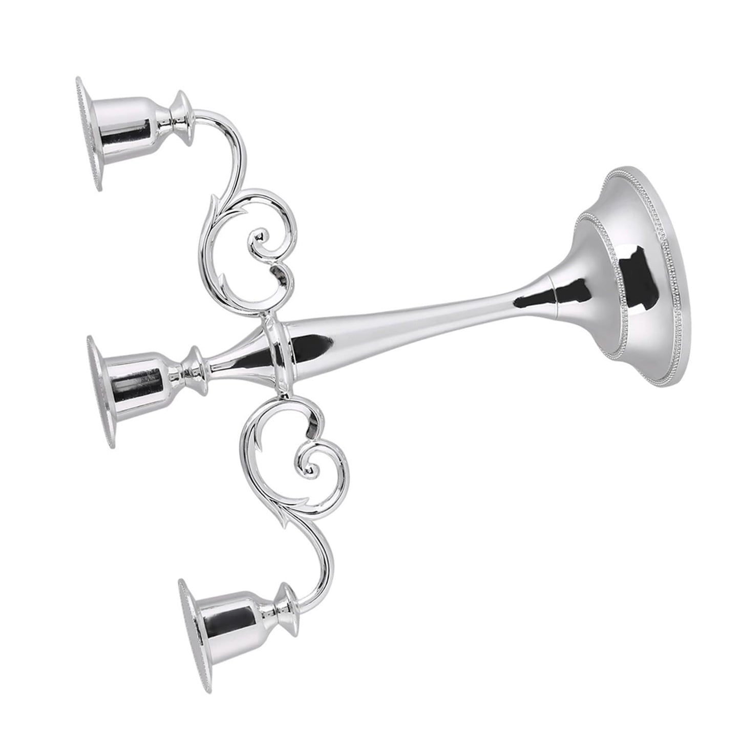 Aumotop Metal Wedding Candlestick Holder Elegant 3 Arms Candelabra for Home Decor, European Style Candle Holder for Wedding and Candlelight Dinner, Metal, Gold (Silver)