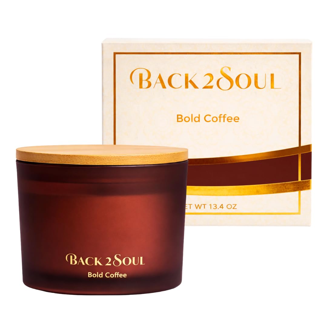 Scented Soy Candles 13.4 oz, Non Toxic Candle, Clean Burning Aromatherapy Candle for Relaxation, 50 Hours Burn Time, Mothers Day Gift for Mom, Bold Coffee