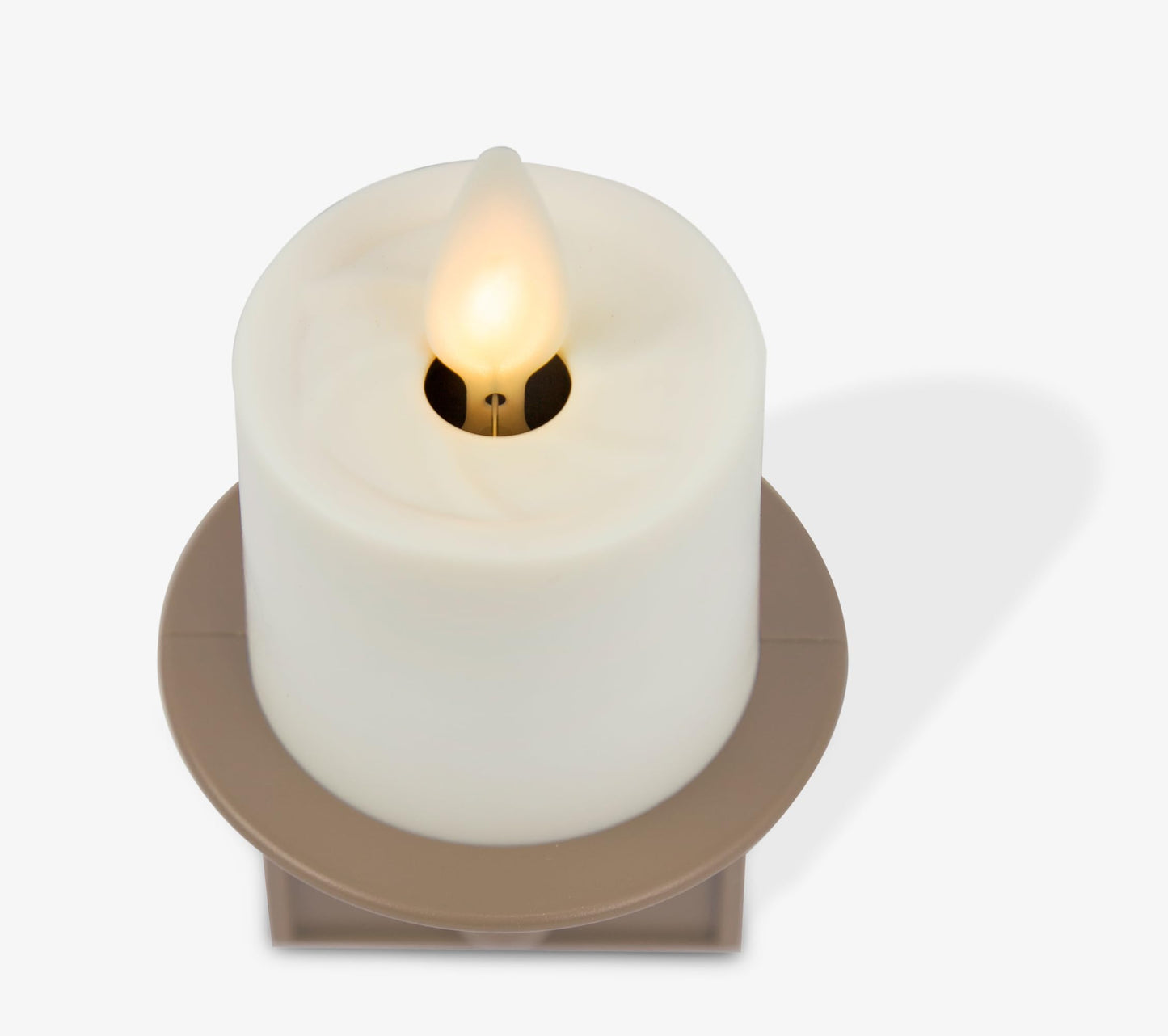Luminara Flameless Candle Nightlight w/Dusk to Dawn Light Dark Auto Sensor, Timeless Taupe Wall Plug Indoor Night LED Light w/Real-Flame Effect Technology, Bathroom Bedroom Hallway, No Remote Needed