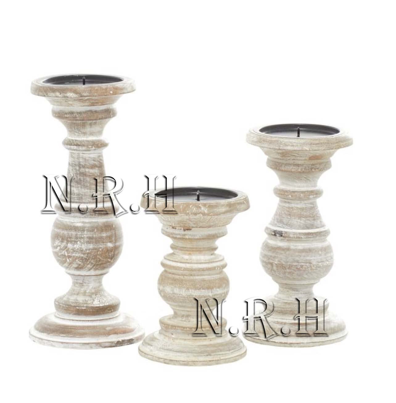 Antique Textured Candle Holder Stand Wooden, Candle Pillar Stand for Country Style, Reiki, Aromatherapy, Spa, Living Room, Sustaibalbe Wooden Home Table Decor