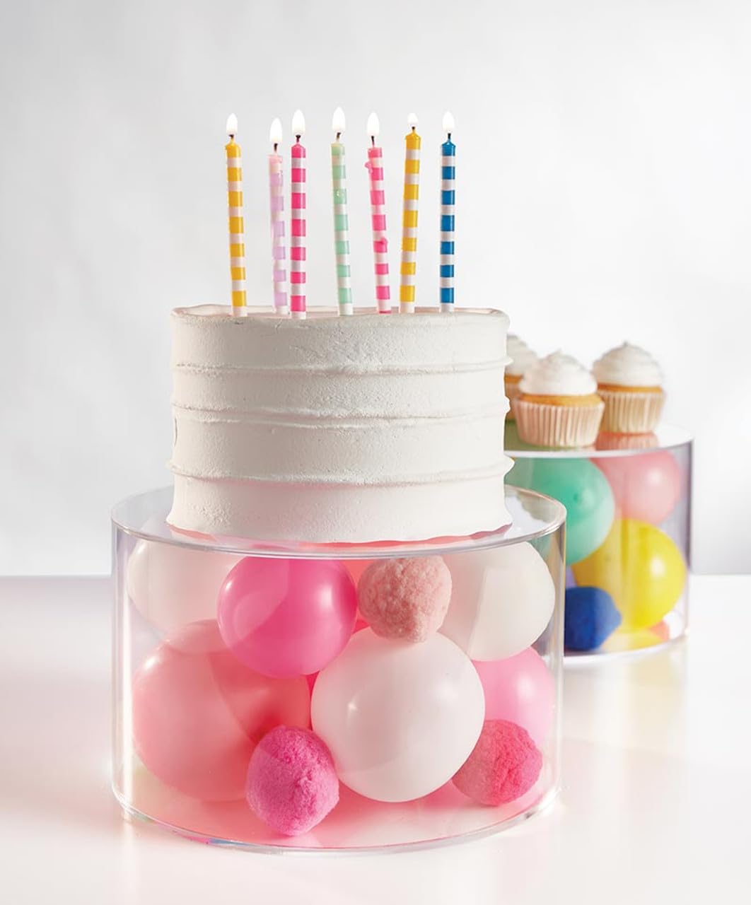 Slant Collections 16-Count Birthday Candles Colorful Cake Candle Pack, 5.5" Tall, Celebrate Stripes