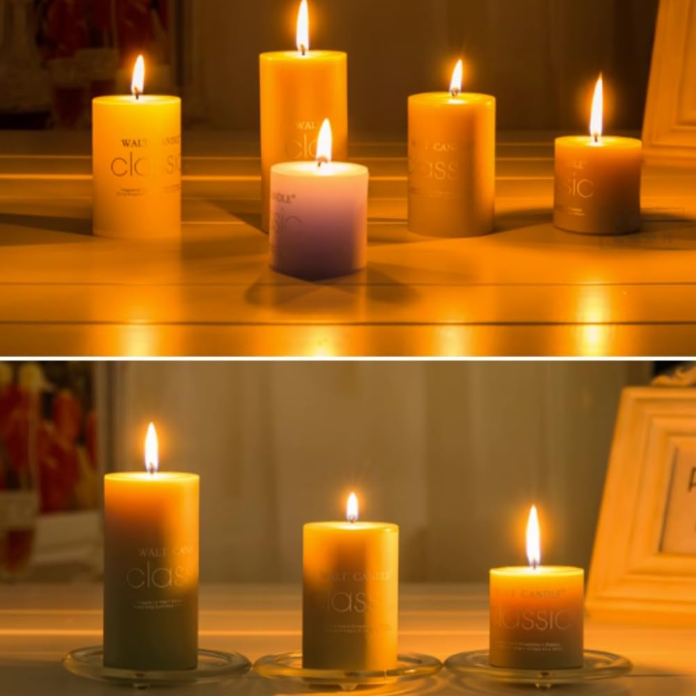 OUKEYI 8 Pack 2x3'' Hand Poured Scented Dripless Pillar Candles, Soy Candles, Non-Toxic, Smokeless, Lasting Clean Burning Candles, for Home Décor, Bathroom, Wedding Decorations , OUKEYI-100990