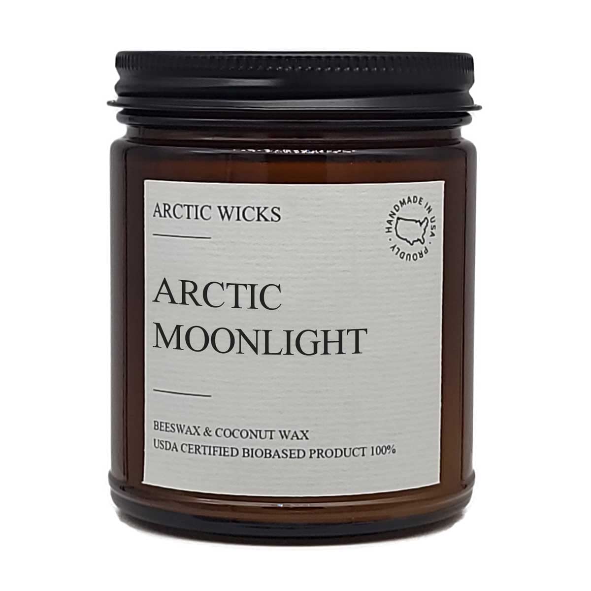 Arctic Wicks Scented Coconut Beeswax Candles | Coconut Beeswax Non Toxic Candle 9oz Amber | Farmhouse Candles Non-Toxic Clean Burn 100% USDA Certified Biobased (Arctic Moonlight)
