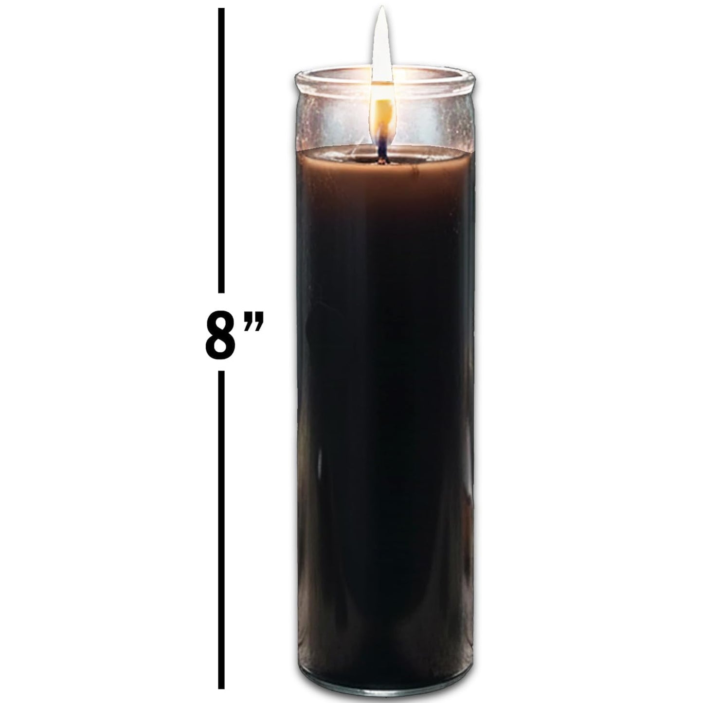 Black Prayer Glass Candle Set - 3 Pack Slightly Scented Black Prayer Candles for Vigils, Prayers, Cemetery, Blessing Ceremonies | Bulk 8" Candle Kit