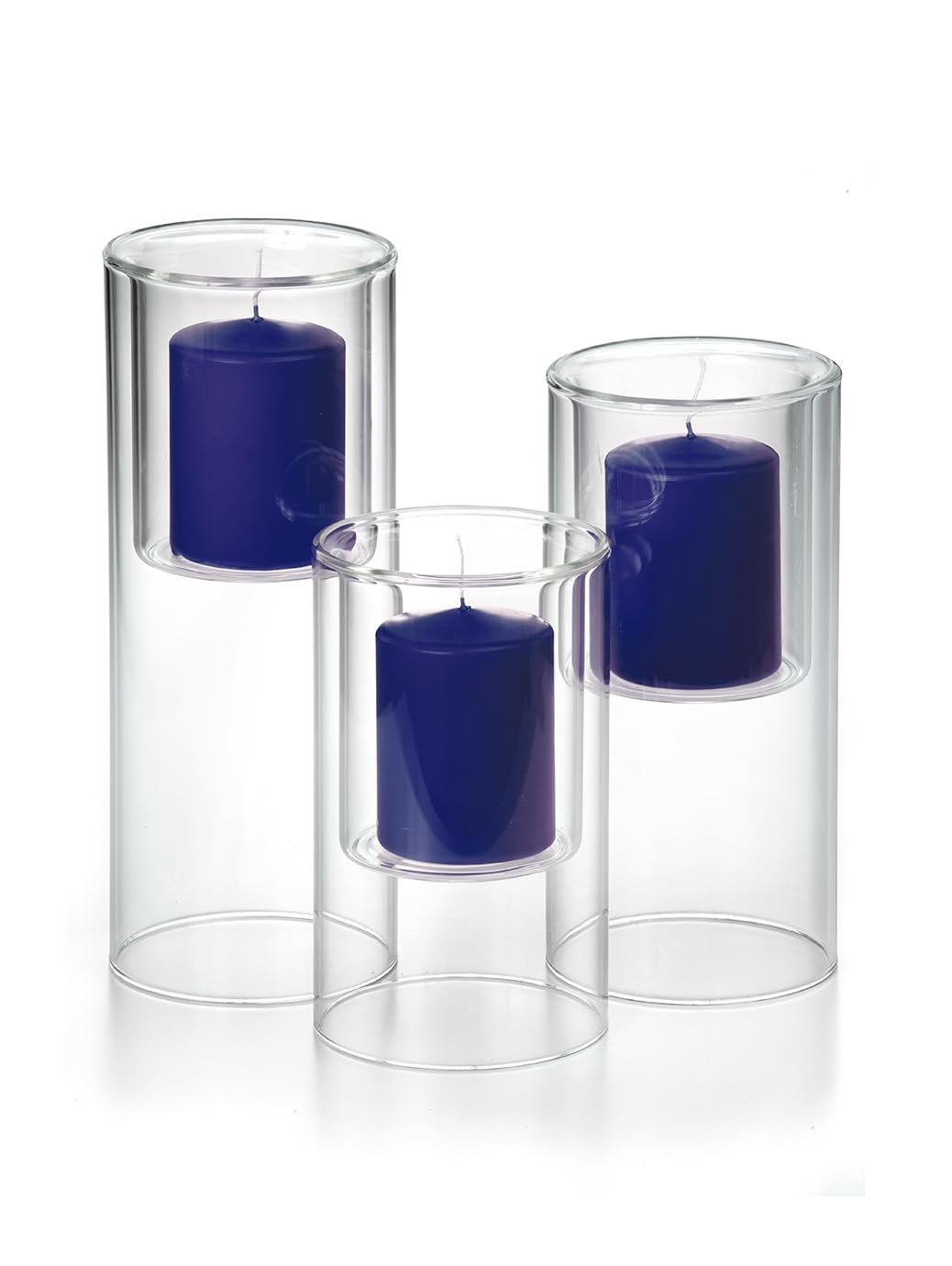 Yummi Set of 3 Pillar Candles & Ethereal Cylinders - Navy Blue