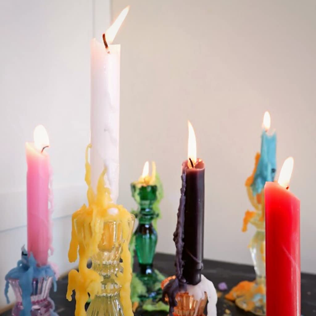 Candlestock Hippie Drippy Drip Candles - Pack of 6 Dripping Tapers - Wine Bottle Melting Candles (Blue)