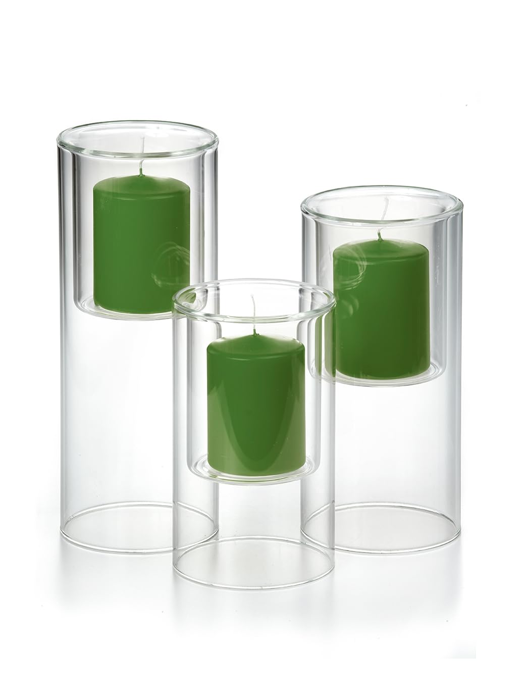 Yummi Set of 3 Pillar Candles & Ethereal Cylinders - Hunter Green