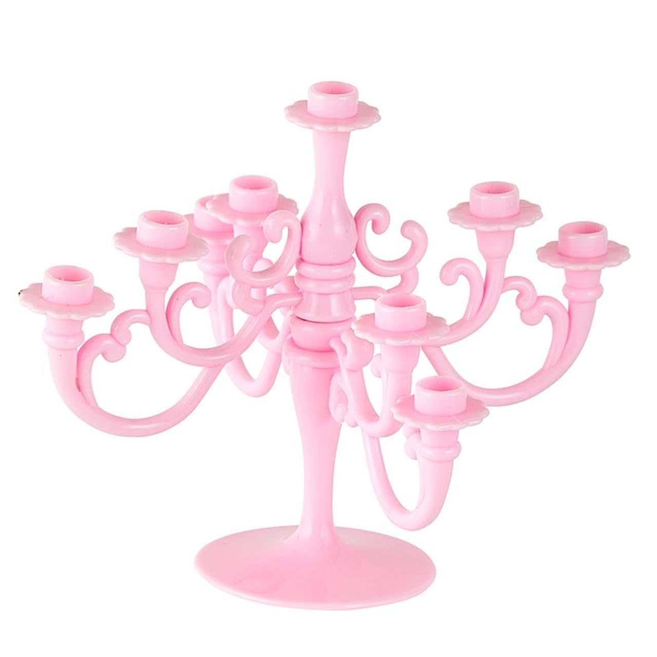 Slant Party Supplies - Birthday Candle Holder Candelabra Cake Topper, 5.5" H, Pink