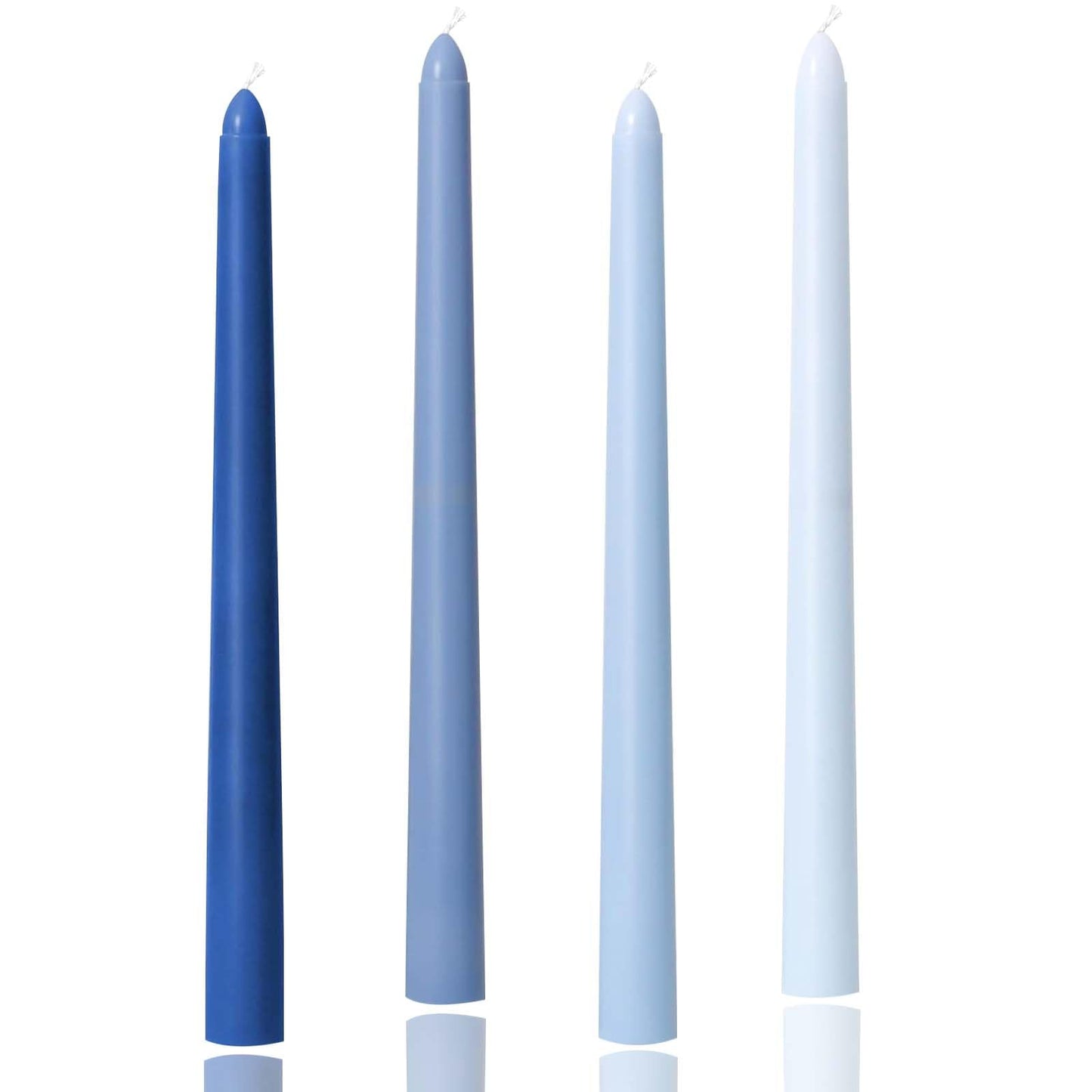 10 inch Dark Blue Gradient Taper Candles,Set of 4 Tapered Candle, Tall Candlesticks,Conical Stick Candles,Smokeless,for Home Dinner, Party, Wedding, Halloween, Christmas (Blue Series, 10inch)
