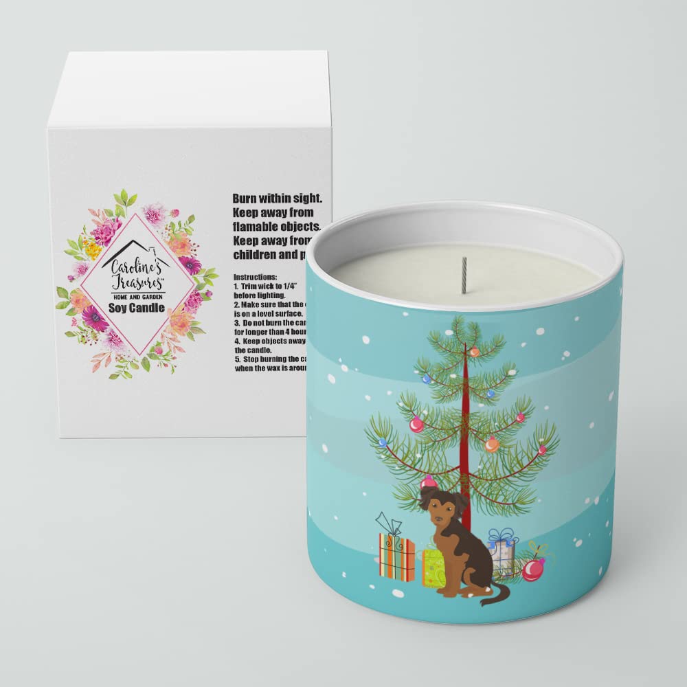 Caroline's Treasures CK3506CDL Persian Chihuahua Christmas Tree 10 oz Decorative Soy Candle Nature Soy Wax Essential Oil Home Decor Ideal for Bedroom Kitchen Bath Office Gift, 10 oz
