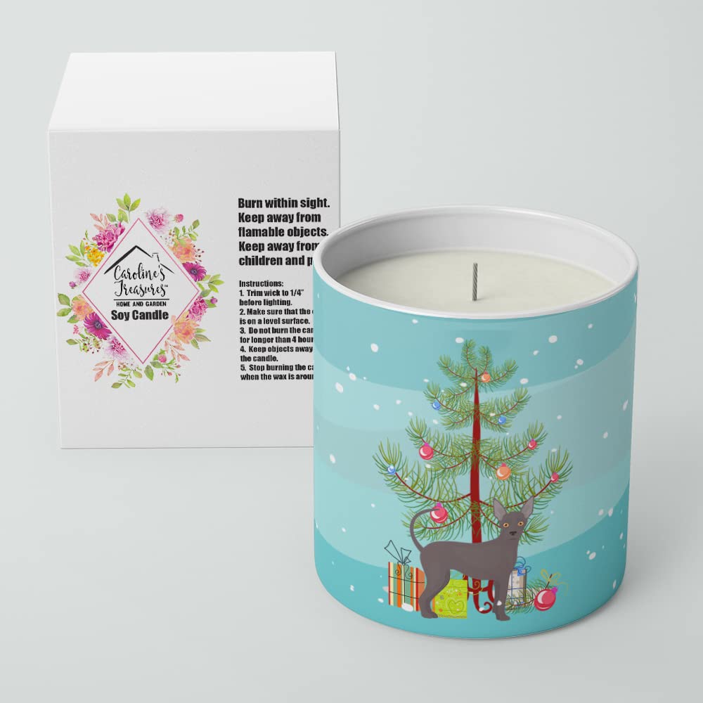 Caroline's Treasures CK3438CDL Abyssinian or African Hairless Dog Christmas Tree 10 oz Decorative Soy Candle Nature Soy Wax Essential Oil Home Decor Ideal for Bedroom Kitchen Bath Office Gift, 10 oz