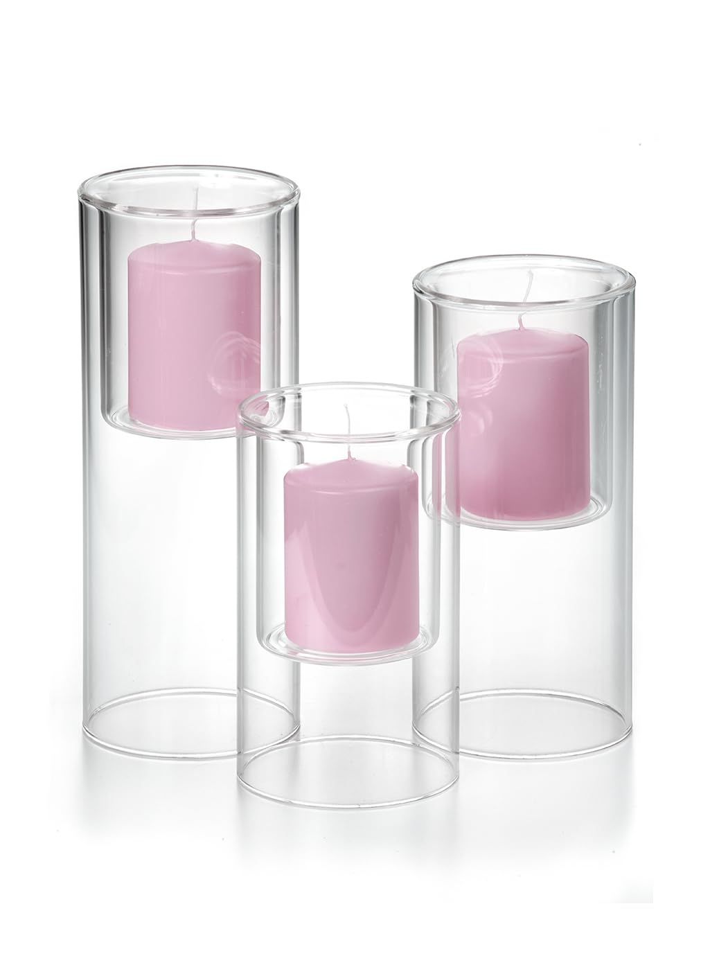 Yummi Set of 3 Pillar Candles & Ethereal Cylinders - Blush