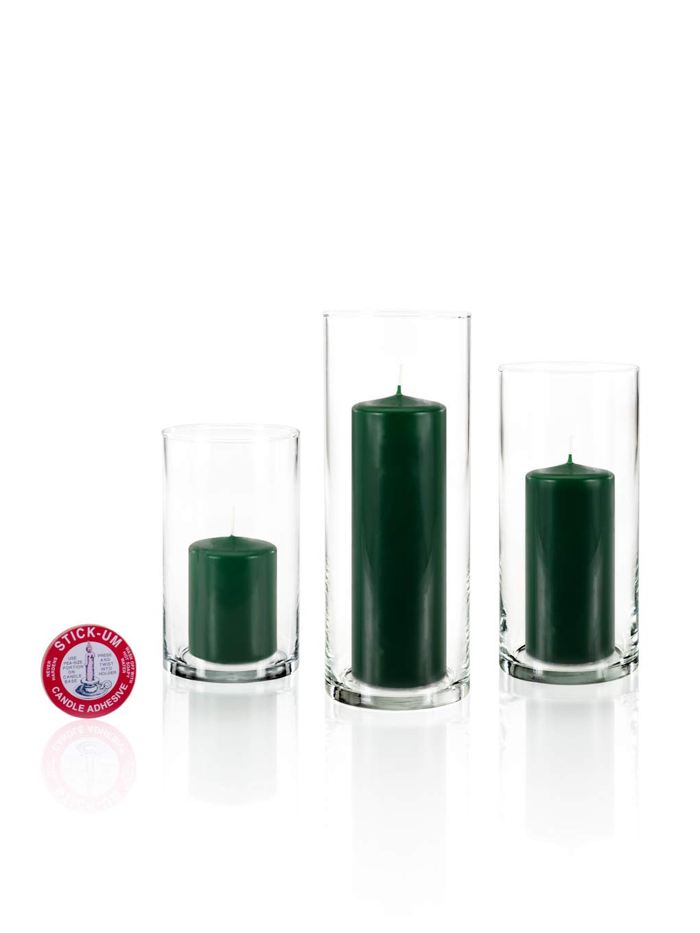 yummi Set of 36 Slim Pillars and Cylinder Vases - Hunter Green