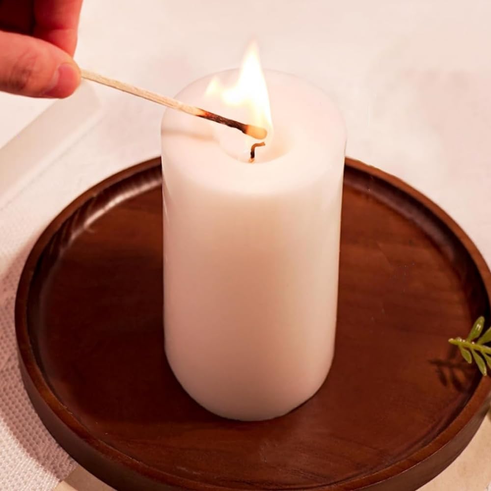 8 Pack 2x2Inch Hand Poured White Dripless Pillar Candles, Ivory, Soy Jasmine Scented Candles, Non-Toxic, Smokeless, Long Burning, for Home Decor, Dining Table, Party, Romantic Mood Lighting